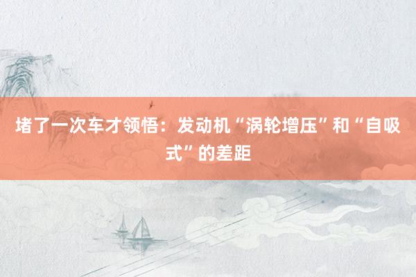 堵了一次车才领悟：发动机“涡轮增压”和“自吸式”的差距