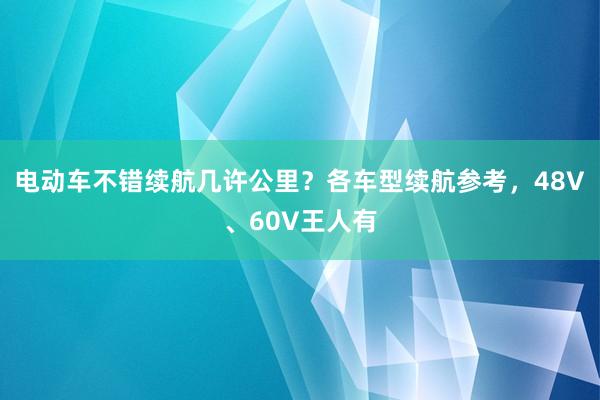 电动车不错续航几许公里？各车型续航参考，48V、60V王人有