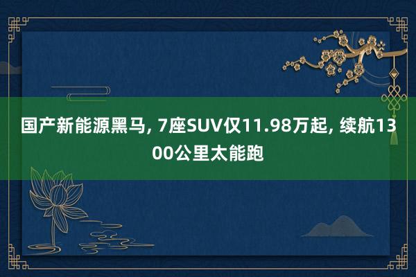 国产新能源黑马, 7座SUV仅11.98万起, 续航1300公里太能跑